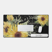 Vintage Typografie und Sonnenblumen personalisiert Schreibtischunterlage (Tastatur & Maus)