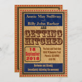 Vintage Typografie Western Hochzeitseinladung Einladung (Vorne/Hinten)