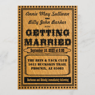 Vintage-Typografie-westliche Hochzeitseinladung Einladung