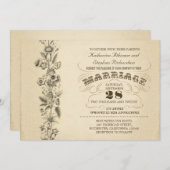 Vintage typografische Hochzeitseinladung Einladung (Vorne/Hinten)