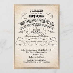vintage-typografische Hochzeitsjubiläumseinladunge Einladung