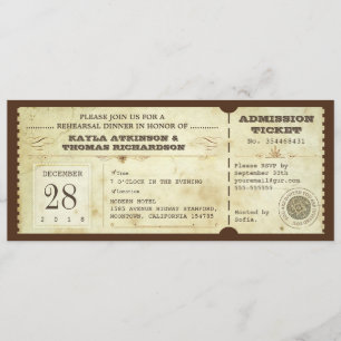 Vintage typografische Probe Dinner Ticket einladen Einladung