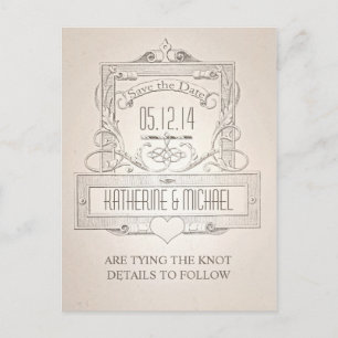 Vintage typografische Save the Date Postkarte