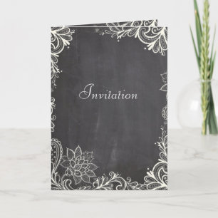 vintage typografische Schnörkel Kreidetafel Hochze Einladung