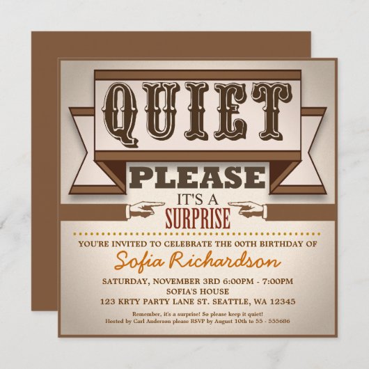 Vintage typografische Überraschungsparty Einladung (Vorne/Hinten)