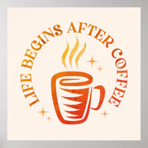 Vintage typografisches Design mit Kaffeetasse. Poster