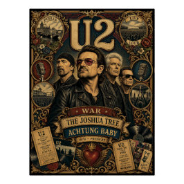 Vintage U2 Rock Band Tribute Wandkunstposter Poster