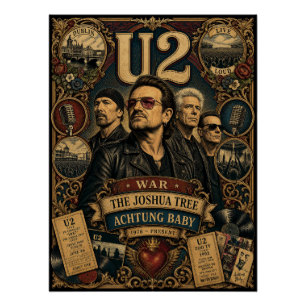 Vintage U2 Rock Band Tribute Wandkunstposter Poster