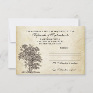 Vintage uAwg für Hochzeitsdesign RSVP Karte