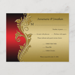 Vintage UAWG in Rot und Gold RSVP Karte