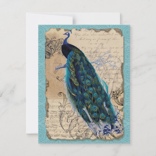 Vintage UAWG-Reaktion für alte Pfaue RSVP Karte (Vorderseite)