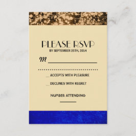 Vintage UAWG - Saitenleuchten - blau und gold RSVP Karte