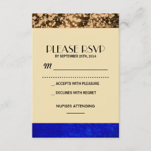 Vintage UAWG - Saitenleuchten - blau und gold RSVP Karte