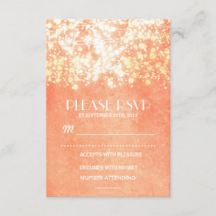Vintage UAWG - Saitenlichter - Pfirsich und Gold RSVP Karte