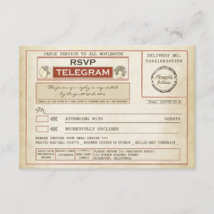 Vintage UAWG WEDDING-Telegramme mit Wahlmöglichkei RSVP Karte