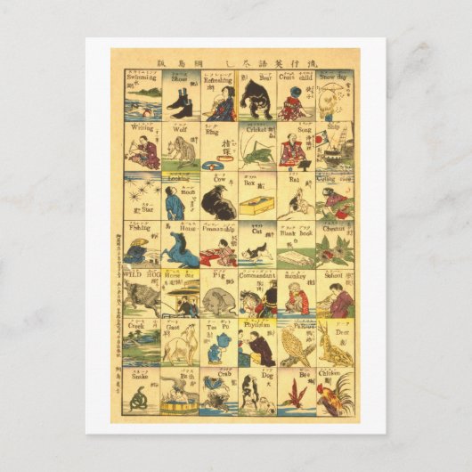 Vintage Übersicht über die japanisch-englische Übe Postkarte (Vorderseite)