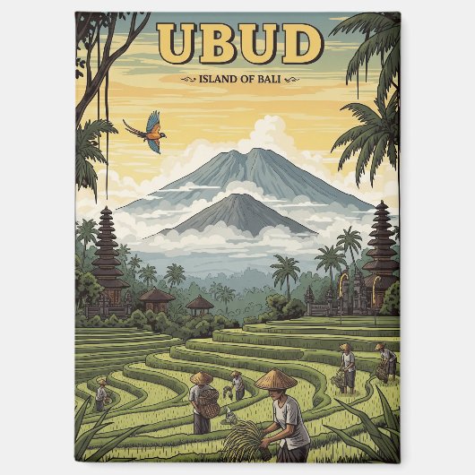 Vintage Ubud Bali Indonesia Travel Magnet (Vorderseite)