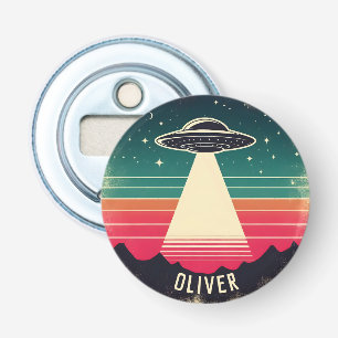 Vintage-UFO bei Sonnenuntergang Personalisiert Flaschenöffner