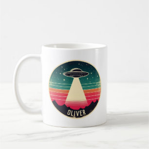 Vintage UFO bei Sonnenuntergang Personalisiert Kaffeetasse