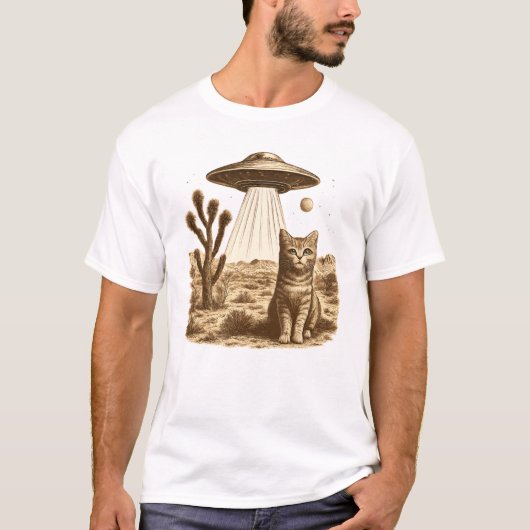 Vintage UFO Cowboy Cat Shirt - Retro Space Cowboy  (Vorderseite)