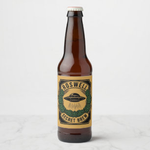 Vintage UFO Roswell Secret Brew Bierflaschenetikett