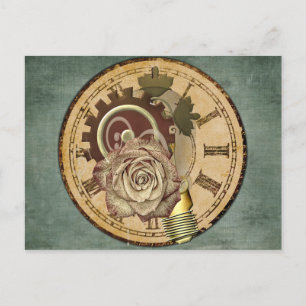 Vintage-Uhr-Collage Postkarte