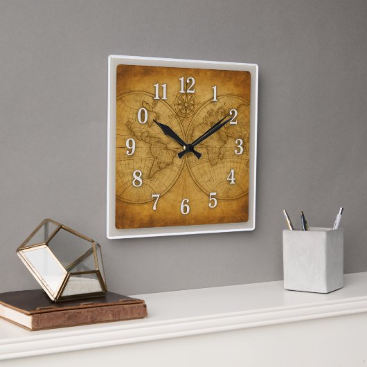 Vintage Uhr der Weltkarte (Büro)