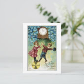 Vintage Uhr dreht um Mitternacht Postkarte (Stehend Vorderseite)