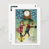 Vintage Uhr dreht um Mitternacht Postkarte (Vorne/Hinten)