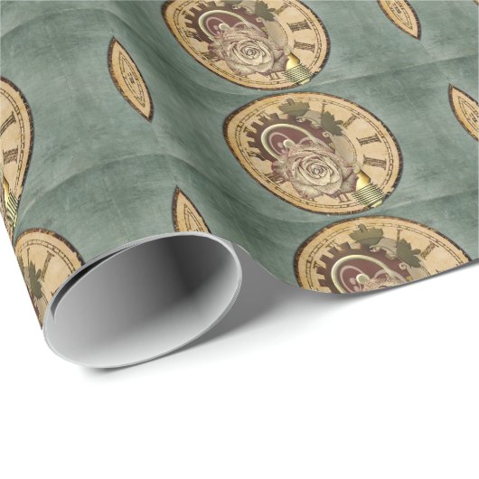 Vintage Uhr Geschenkpapier (Rolleneckpunkt)