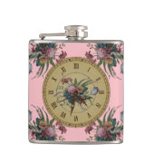 Vintage Uhr mit Blume Flachmann (Vorderseite)