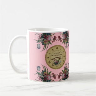 Vintage Uhr mit Blume Geburtstagsparty Kaffeetasse