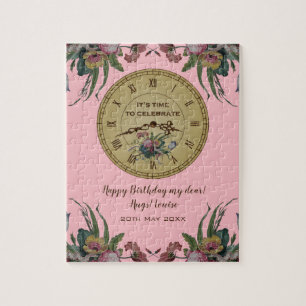 Vintage Uhr mit Blume Geburtstagsparty Puzzle