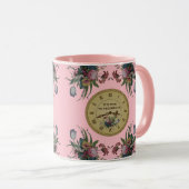 Vintage Uhr mit Blume Geburtstagsparty Tasse (VorderseiteRechts)
