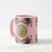 Vintage Uhr mit Blume Geburtstagsparty Tasse (Vorderseite Links)