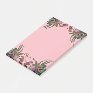 Vintage Uhr mit Blume Post-it Klebezettel