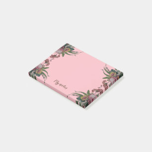 Vintage Uhr mit Blume Post-it Klebezettel