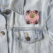 Vintage-Uhr mit Blumen Geburtstagsfeier Button (Beispiel)
