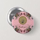 Vintage-Uhr mit Blumen Geburtstagsfeier Button (Vorne & Hinten)