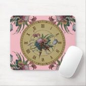 Vintage Uhr mit Blumen Mousepad (Mit Mouse)