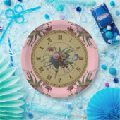 Vintage Uhr mit Blumen Pappteller (Party)