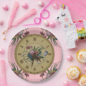 Vintage Uhr mit Blumen Pappteller (Party)