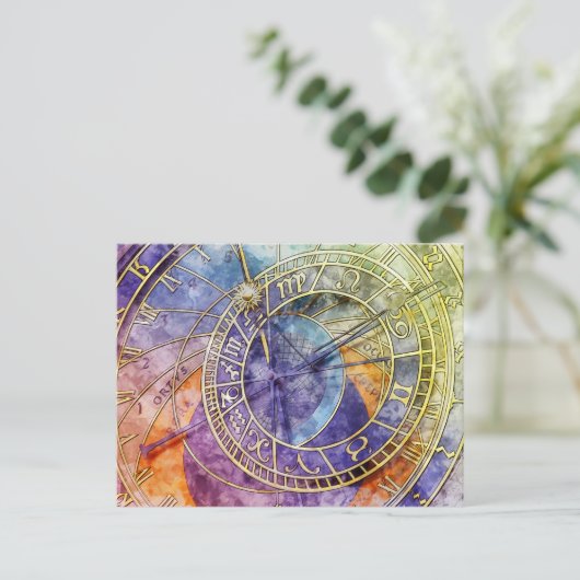 Vintage Uhr Postkarte (Stehend Vorderseite)