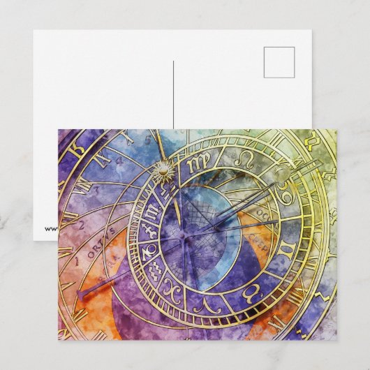 Vintage Uhr Postkarte (Vorne/Hinten)