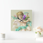 Vintage Uhr Römische Zahlen Cherub Aqua (Zuhause)