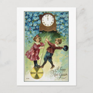 Vintage-Uhr schlägt Mitternacht Postkarte