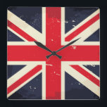 Vintage Uhr-Uhr Quadratische Wanduhr<br><div class="desc">Vintage Union Jack Wanduhr. Mehr Produkte mit dem gleichen Design in meinem Shop.</div>