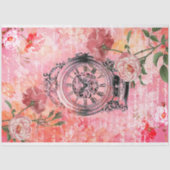Vintage Uhr und rosa Rosen Seidenpapier (Vorderseite)