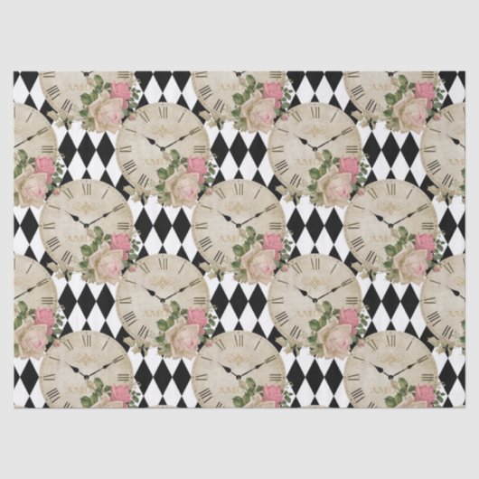 Vintage Uhren und Rose Seidenpapier (Vorderseite)