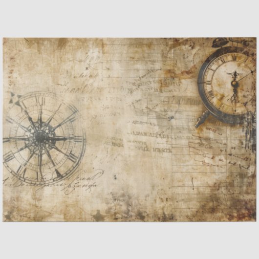 Vintage-Uhrmacher-Collage-Muster Seidenpapier (Vorderseite)